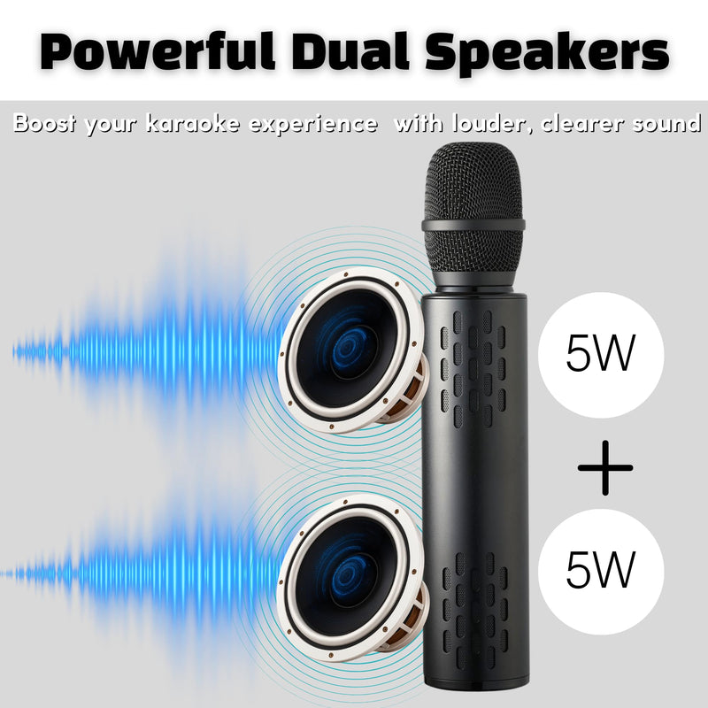 [AUSTRALIA] - Bluetooth 5.3 Wireless Karaoke Microphone, Portable Handheld Mic with 10W Speakers, Clear Vocals & Echo, Home Party Karaoke Machine, Gift for Teens & Women (Red) (Black) Black 