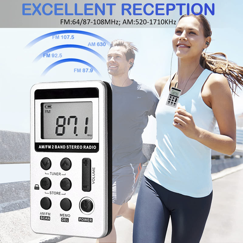 [AUSTRALIA] - Portable AM FM Radio with Digital Tuning LCD Display, SWDSTP Rechargeable Pocket Radio with Stereo Earphone and Detachable Belt Clip for Walking, Jogging 