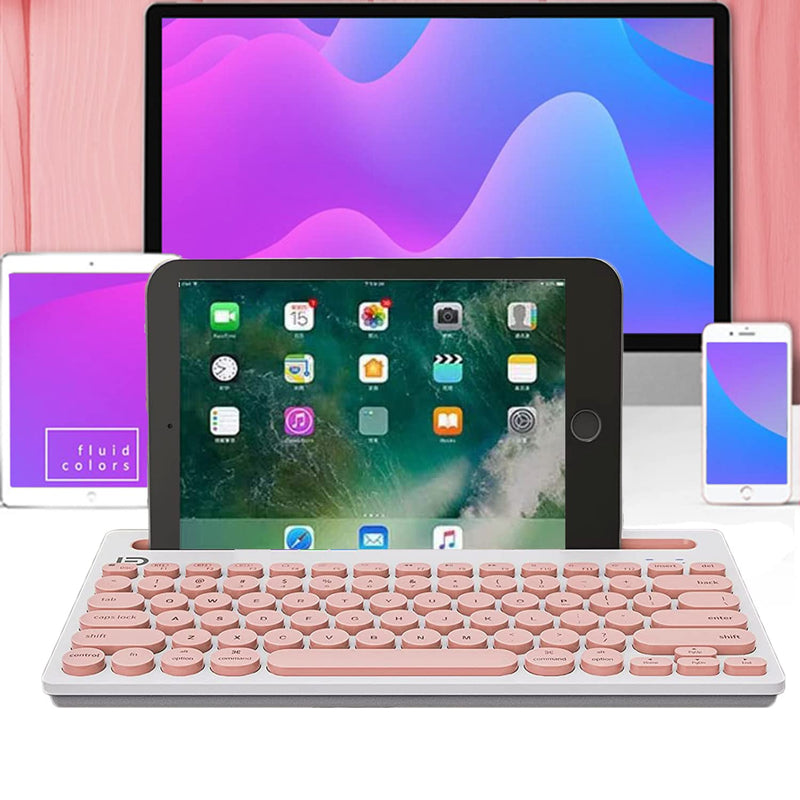 Wireless Keyboard, Attoe Dual Channel Multi-Device Universal Cute Wireless Bluetooth Keyboard Portable Slim with 20m Connection Distance for Tablet Smart Phone PC Windows Android iOS Mac (Pink)… Pink