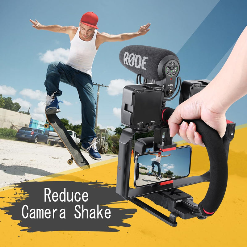 Neotter Handheld Stabilizer with Smartphone Video Rig, Video Action Handhels Rig for All Camera Action Camera Camcorder and Smartphones ﻿
