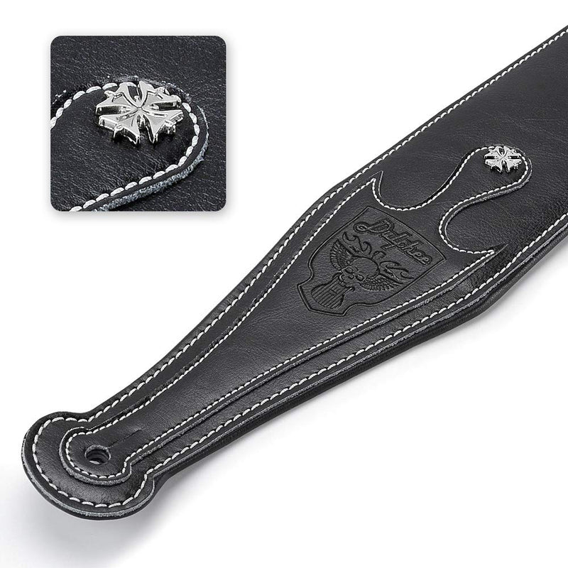 [AUSTRALIA] - Leather Guitar Strap, 3.15" Genuine Leather Guitar Strap with Suede & Leather Lined for Bass, Electric Guitar and Acoustic Guitar (Black) Black 