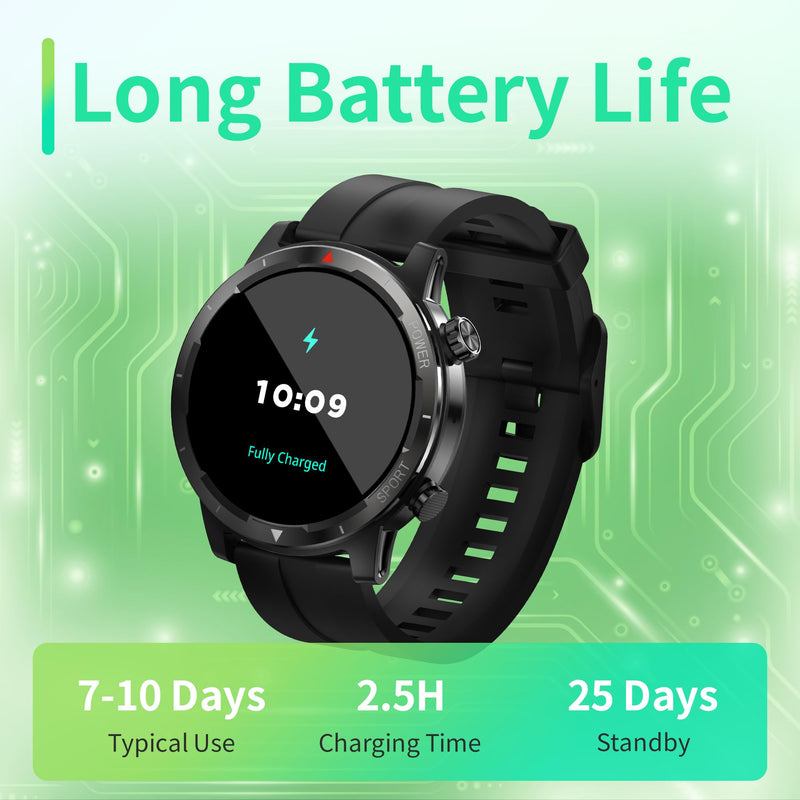 EZON Smart Watch with GPS(Answer/Dial Calls),1.43" AMOLED Display,Military Smartwatch Fitness Tracker with 100+ Sport Modes,Heart Rate,SpO2, Sleep Monitor,Compass,Compatible with Android iOS (Gray) Gray