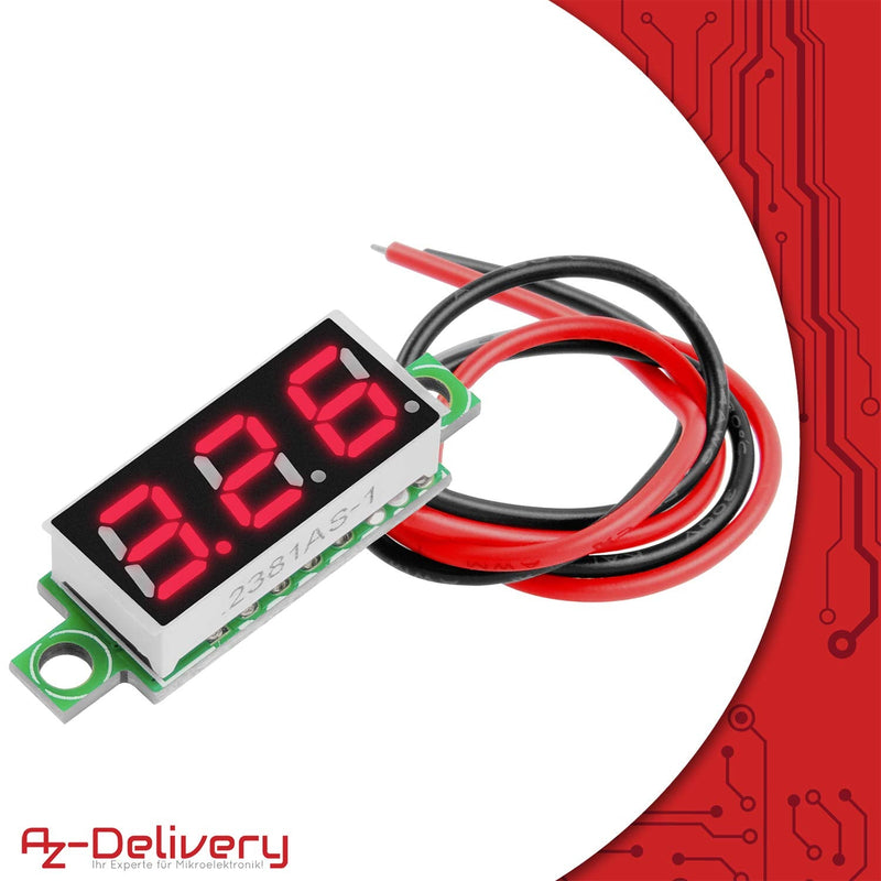 [AUSTRALIA] - AZDelivery Voltmeter 0.28 Inch/0.71 cm Mini Digital with 7 Segment Display 2.5 V - 30 V Parent 3 