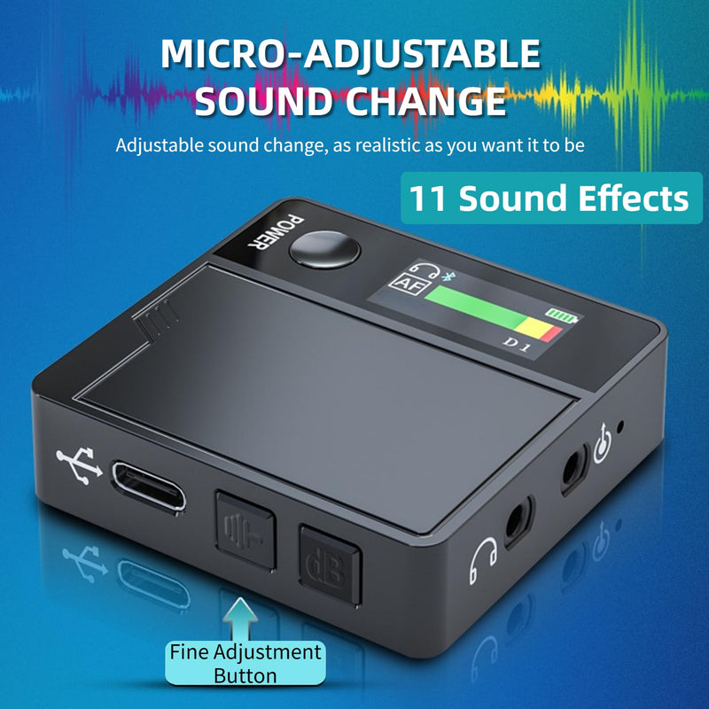[AUSTRALIA] - Voice Changer Sound Card, 11 Sound Effects Lavalier Mini Sound Mixer Board With Color Display, Adjustable Voice Modulator With Mic For Live Streaming Games Karaoke 