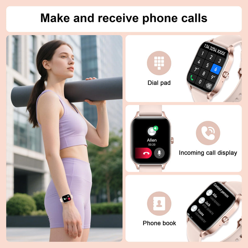 Smart Watches for Women,1.85" Fitness Tracker Watch Answer/Make Call,IP68 Waterproof Fitness Watch with Sleep/Step/Heart Rate/SpO2 Monitor, 120+ Sport Modes Smartwatch for Android iOS Rose Gold