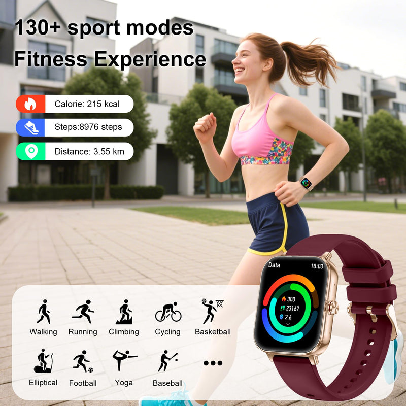 Smart Watches for Women (Android&iPhone), 1.85" HD Smart Watch with Calls/Messages/Notifications, 1000mAh Battery lasts 20 days, Heart Rate/Sleep Monitoring, 130+ Sports Modes Activity Trackers
