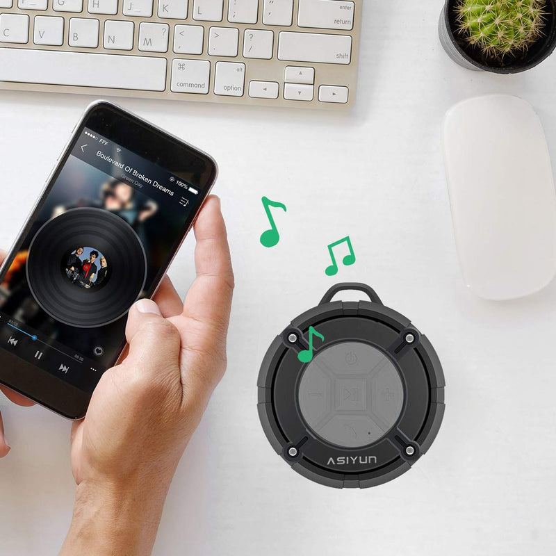 [AUSTRALIA] - Shower Speaker, IPX7 Waterproof Bluetooth Speaker with HD Bass, Suction Cup & Durable Hook, Built-in Mic for Hands-Free Calls, Pool, Beach, Outdoor(Grey) Gray 