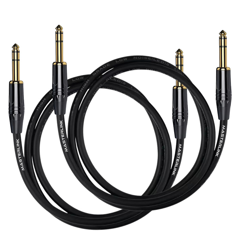 MASTERLINK 1/4 Inch TRS Instrument Cable 20 FT | Gold Connectors, Balanced 6.35mm Male to Male Jack Stereo Audio Balanced Line for Synths, Keyboard, Mixer, Amplifier, Speakers, Electric Bass Guitars 20FT