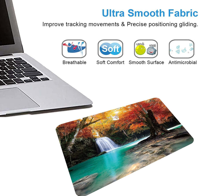 Deep Forest Waterfall Mouse Pad,Non-Slip Rubber Base Wireless Gaming MousePads for Computers Laptop Office,Cute Mouse Pads with Designs for Women S135