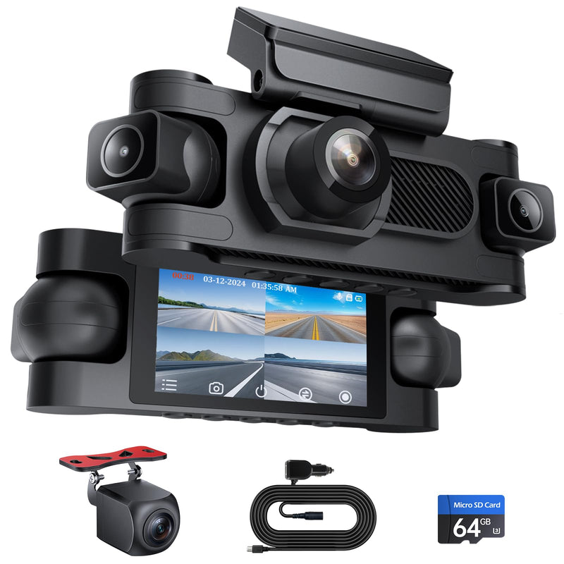 [AUSTRALIA] - AINAVIGO 4 Channel Dash Cam 360° View,1080P Front and Rear Inside, Left Right Dash Camera for Cars, 8 IR Lamps Night Vision,3inch Screen,G-Sensor,Parking Mode 