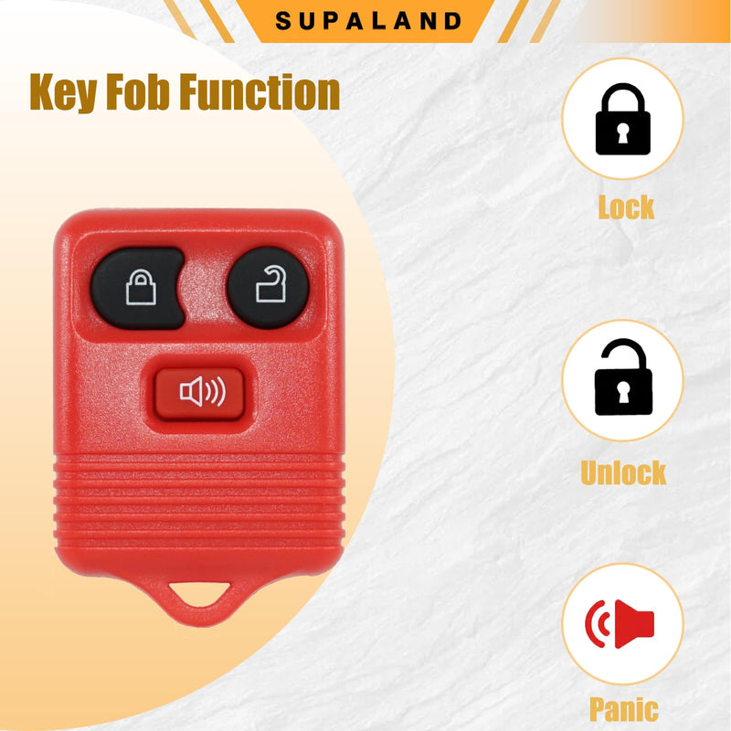 SUPALAND Key Fob Replacement Fits for Ford Mustang Focus Explorer Expedition Taurus Escape Edge Thunderbird Lincoln Town Car 1999-2014 Keyless Entry Remote Control CWTWB1U311 4-Button Red 2PCS