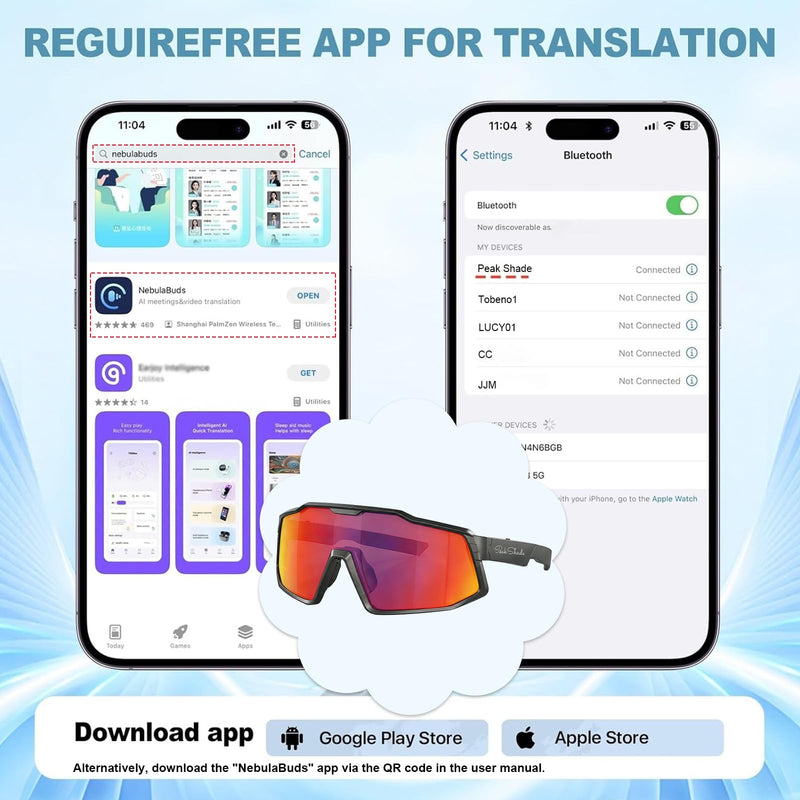 AI Smart Glasses with Open-Ear Audio, Orange Red | Bluetooth Sunglasses, Polarized UV400, Hands-Free Calls, Real-Time Translation, 133-Language, IP65 Waterproof,Cycling Running Matte Black Frame/ Orange Red Lens