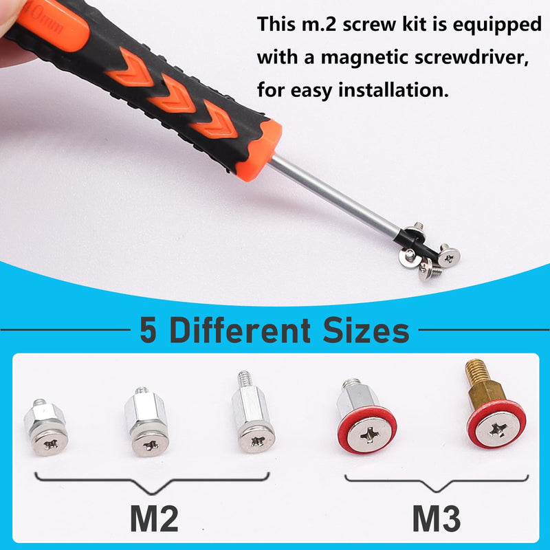 400PCS Computer Screws Assortment Kit, Motherboard Standoffs Screws PC Screws + M.2 SSD Mounting Screws Kit, M.2 Motherboard Standoffs and Screws, M.2 NVMe Screw with Magnetic Screwdriver