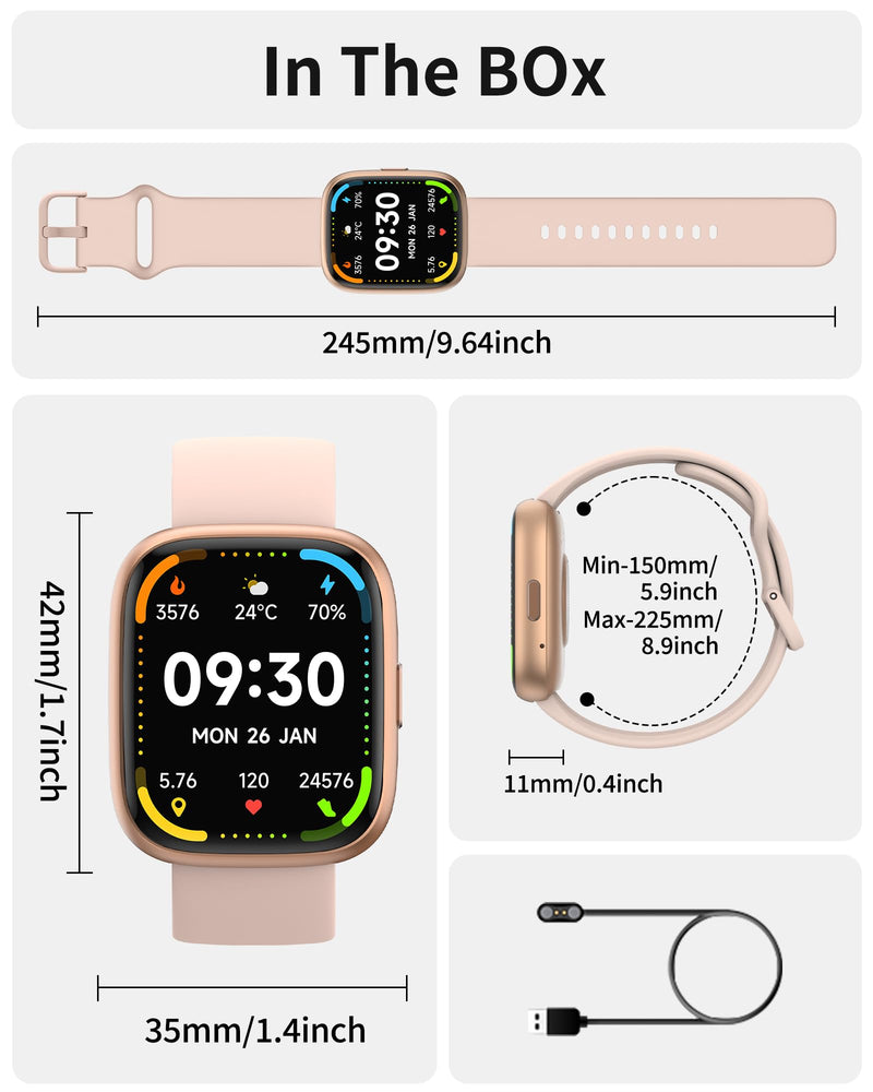 Smart Watch Men Women (Alexa Built-in), 1.83" HD Fitness Tracker, Bluetooth 5.3 Call, Heart Rate SpO2 Sleep Monitor, IP68 Waterproof, 100+ Sports Modes (Rose Gold) Rose Gold