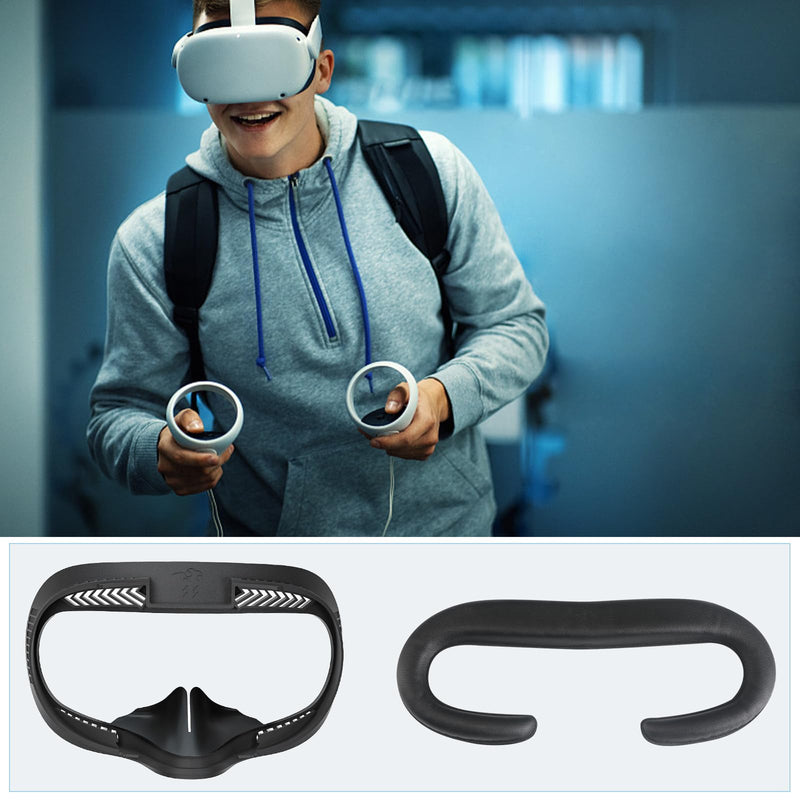 Compatible with Oculus Quest 2 Face Bracket Replacement,VR PU Leather Face Pad Protective for Meta Quest 2,Sweat-Proof Comfortable Face Cover Cushion VR Accessories Sweat-Proof Leather Face Cover