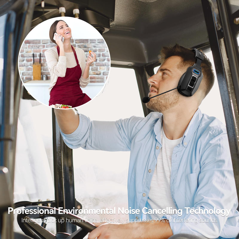 [AUSTRALIA] - Bluetooth Headset, Trucker Bluetooth Headset with Microphone AI Noise Cancelling, Trucker Headset for 164ft & 65Hours Working Time, Wireless Headset for Work from Home/Trucke Driver/Computer DY101 