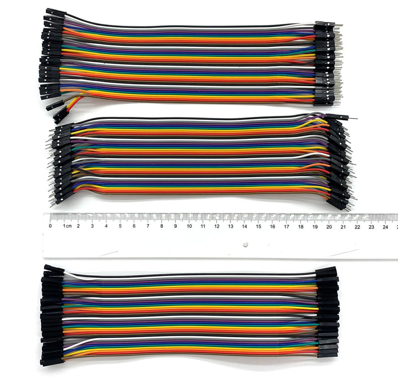 Pack of 4 40 Pin 2.54 mm Dupont Jumper Cable - 20 cm Flexible Connection for Electronic Projects (Female-Male) Female-male