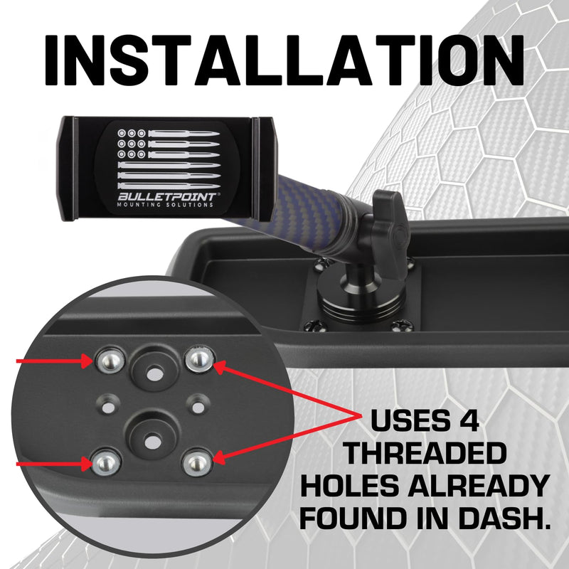 Bulletpoint Dash Mount Cell Phone Holder Compatible with 2024+ Jeep Wrangler JL & Jeep Wrangler 4xe Single Ball Mount Compatible with iPhone Android Smartphone