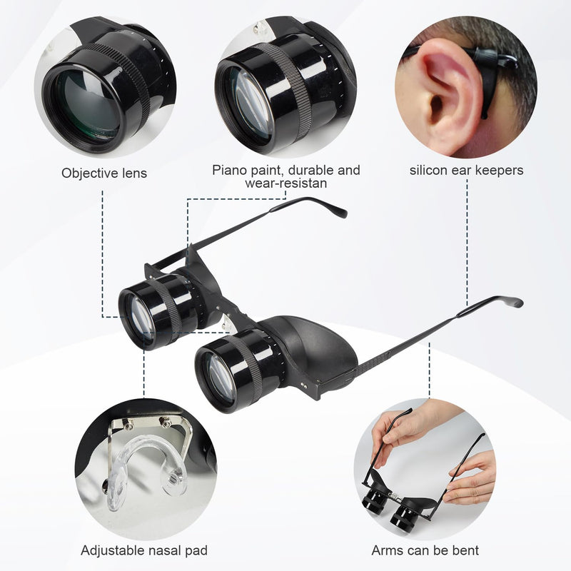 Hands-Free Binocular Glasses for Enhanced Viewing - HD Clarity, Lightweight & Portable, Adjustable Focus, Perfect for Bird Watching, Sports, Concerts, Vision Impairment - User-Friendly