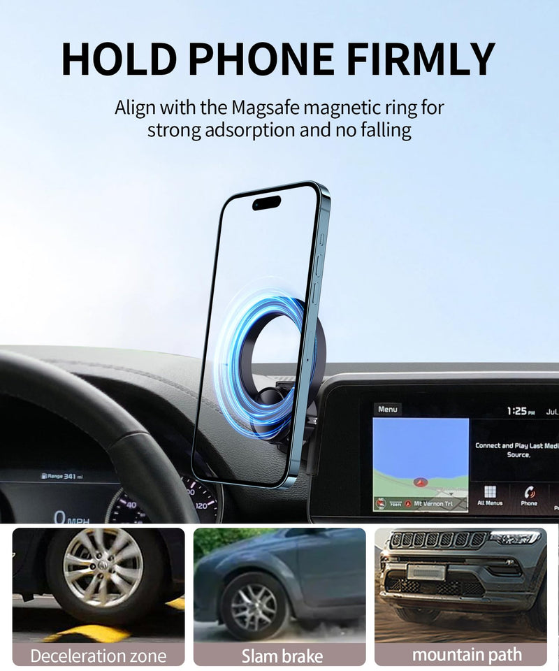 Car Phone Holder for Kia Telluride 2019-2022 10.25" Screen Magsafe Mount | Magnetic Accessories Cell Phone Mount Clip Compatible with iPhone, 3D fit Stable Dashboard Navigation Bracket Cradle Stand