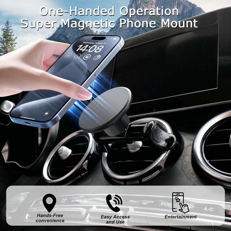 MagSafe Car Mount for Mercedes-Benz, Round Air Vent Holder with Strong Magnet, Compatible with Mercedes Benz GLC, C-Class, E-Class, A/B-Class, GLC/GLB/GLA/Sprinter, Mercedes Benz Accessories Magsafe