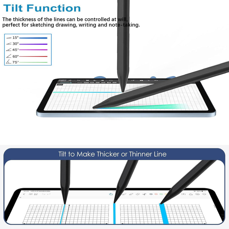 Stylus Pen for iPad Digital iPad Pencil 2NDGen 10 Hour Constant Writing Tilt Sensitivity Palm Rejection Magnetic Pen for iPad Air 3/4/5, iPad Mini 5/6, iPad 6-10 Gen, iPad Pro 11 (Black) Black