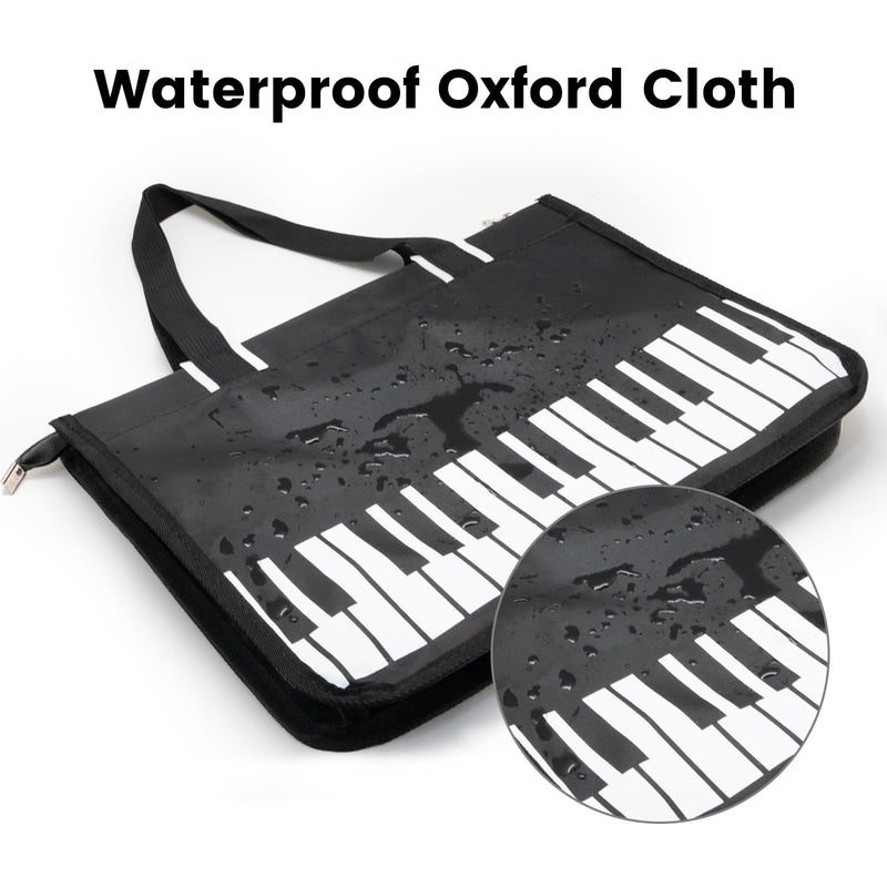 BestSounds Piano Bag, Zipper Waterproof Music Book Tote Bag Piano Accessories for Women, Gifts for Musicians Black