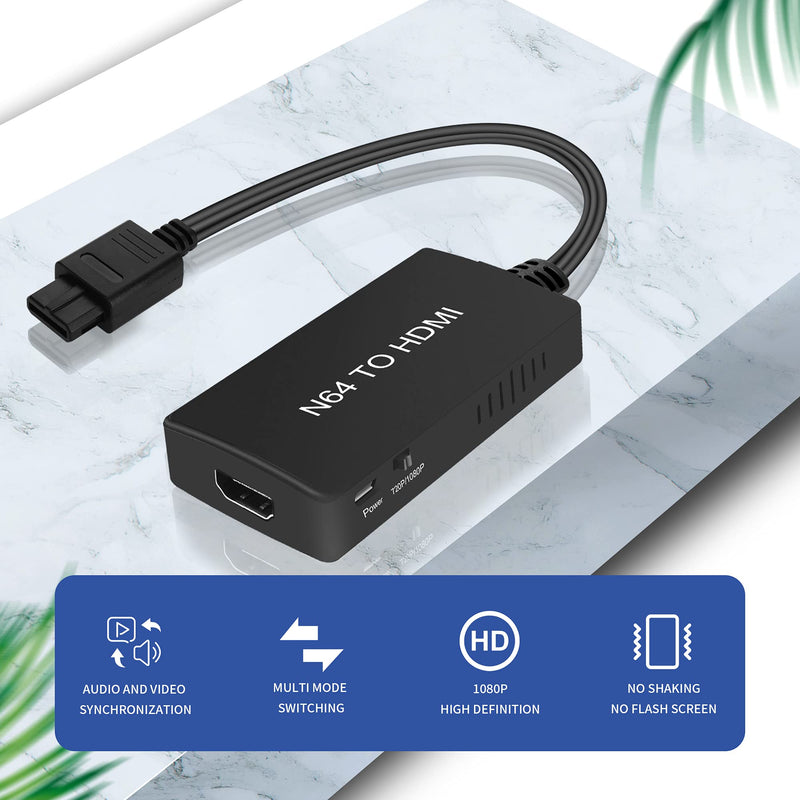 N64 to HDMI Converter Adapter, Converter for N64 /Gamecube/Super NES Game Video Signal to HDMI Signal, Displayed on 1080p HD TV/Moniter.