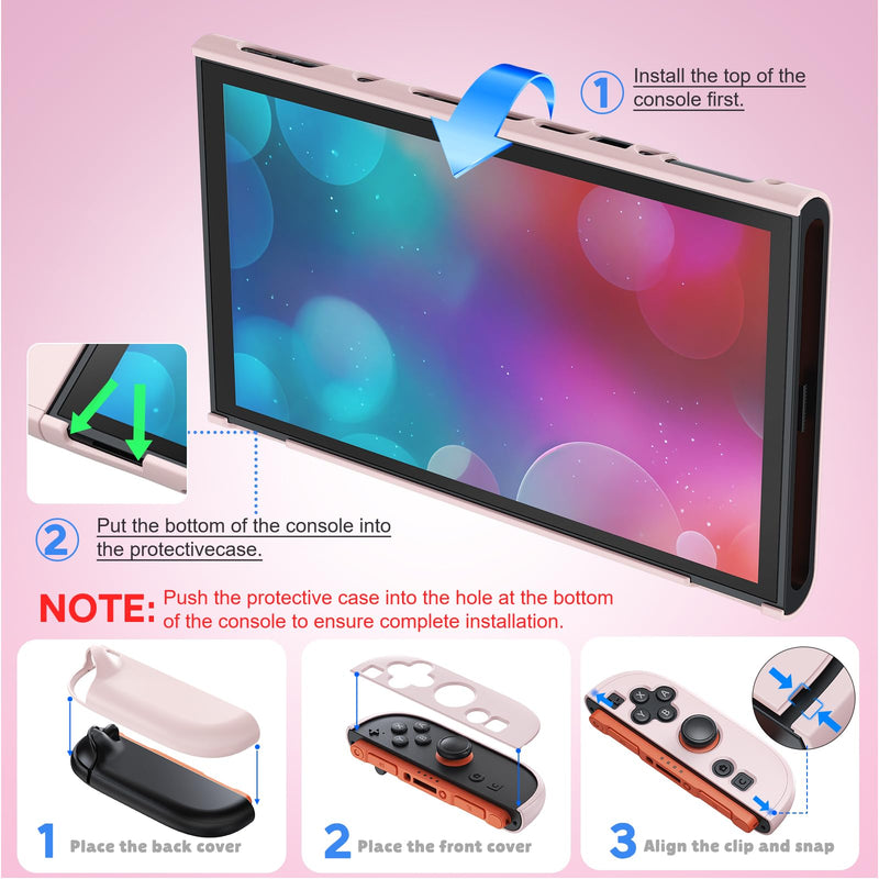 Switch 2 Accessories, Case Bundle for Nintendo Switch 2 Console | FYOUNG 16 IN 1 Kit:Carrying Case,Protective Shell, Screen Proetctor, Grip for Joycon- Pink Switch 2 7.9 Inch