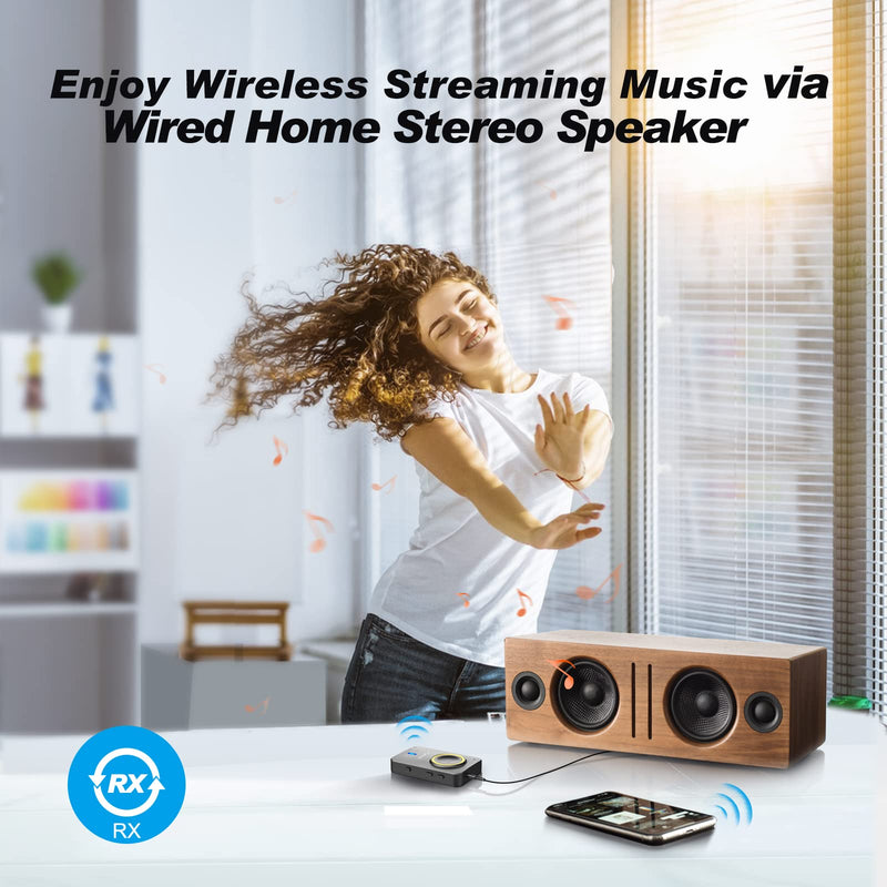[AUSTRALIA] - Smof Bluetooth Transmitter for TV, Bluetooth Receiver for Car Speaker, 2-in-1 Wireless 3.5mm Bluetooth Aux Adapter with Built-in Mic and Battery, Dual Link, aptX Low Latency (Black) 