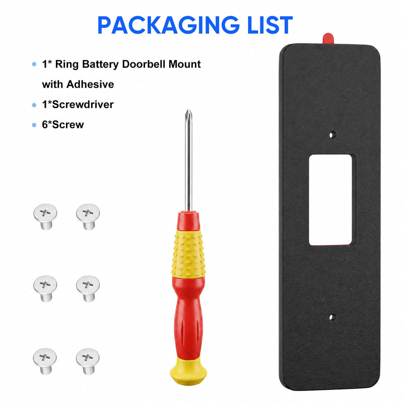 No Drill Mount for Ring Battery Doorbell/Plus/Pro (2nd Gen 2026 Release), Adhesive Mounting Bracket for Ring Camera Doorbell, Metal Doorbell Wall Holder for Apartments/Office/Rental, Easy to Install