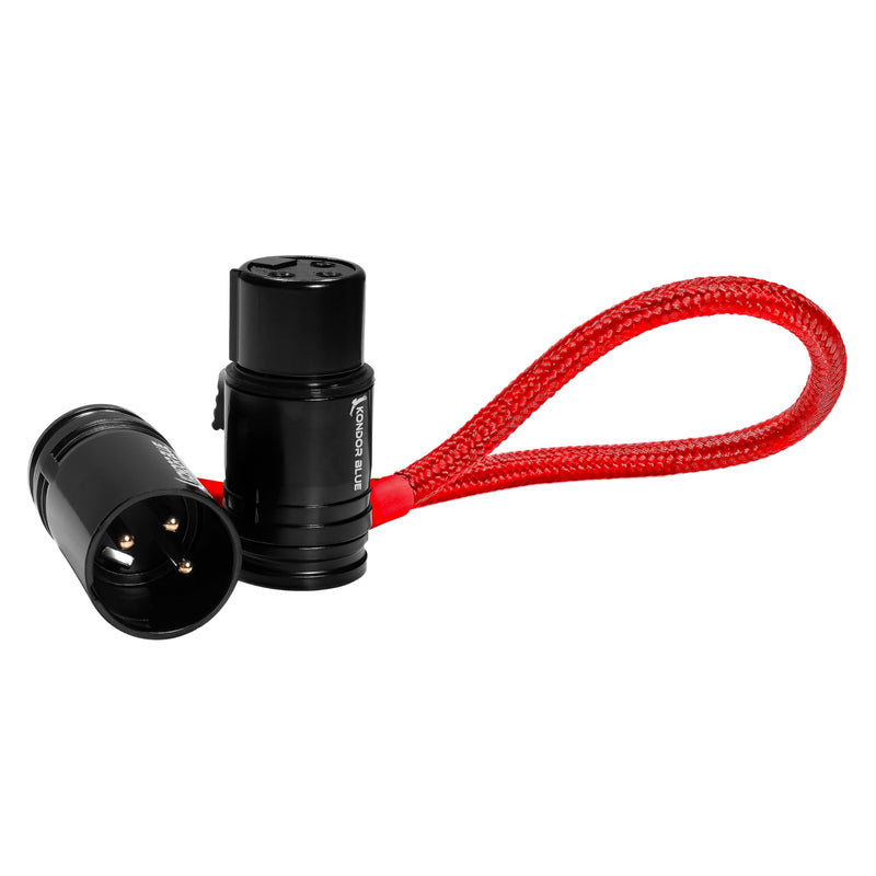 KONDOR BLUE | 8” Straight Low Profile Right Angle XLR Cable | for Cameras, Microphones, Studio Audio,Low Profile, & Adjustable Angle | Red