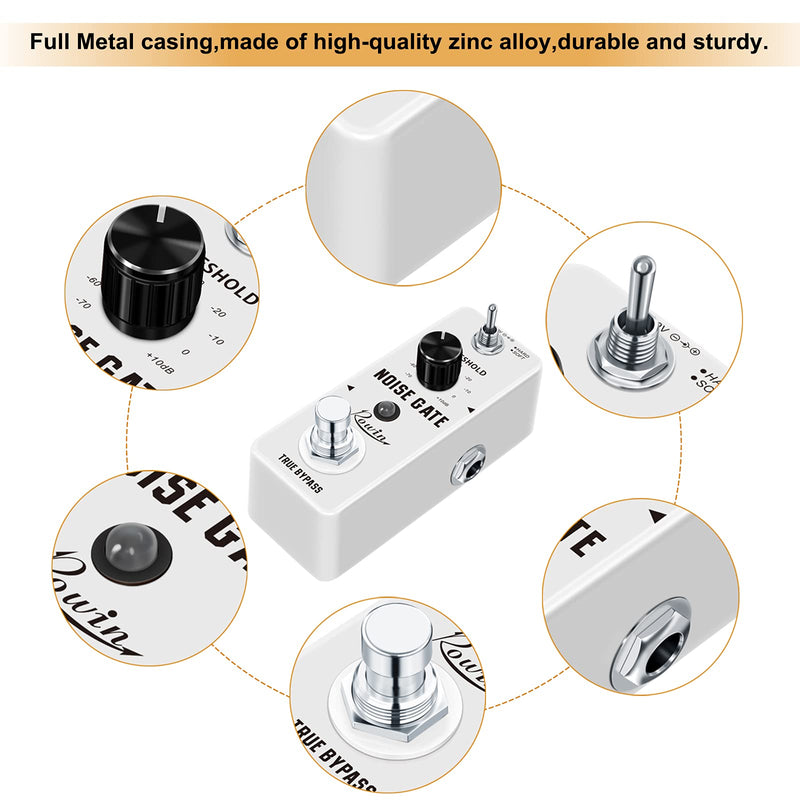 Rowin Guitar Noise Killer Noise Gate Suppressor Effect Pedal LEF-319 White