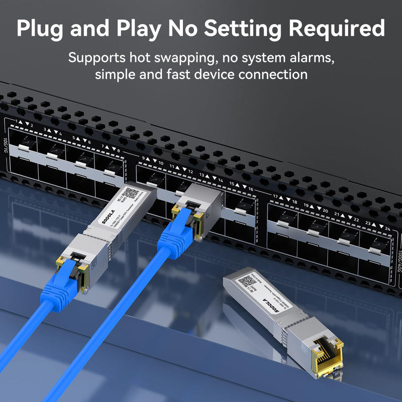 SODOLA 10GBase-T SFP+ to RJ-45 Transceiver,Programmed for Intel | with Marvel Chip，10Gbe SFP+ Copper Ethernet CAT6a Module, up to 30m, for Intel, Ubiquiti UniFi, Fortinet, TP-Link and More 10Gbase-T-Intel