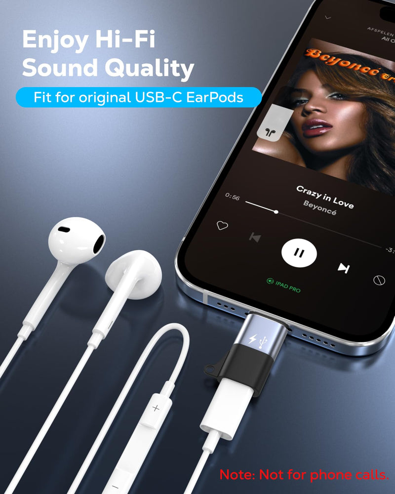 MoKo for DJI Mic Mini USB-C to Lightning Audio Adapter for iPhone -1 Pack | Support Music Playback & Charging, Not for DJI Mobile Receiver & Phone Calls, For iPhone 14/13/12/11/USB-C EarPods Gray 1 Pack