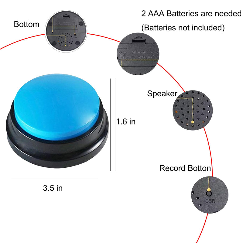 Voice Recording Button, Dog Buttons for Communication Pet Training Buzzer, 30 Second Record & Playback, Funny Gift for Study Office Home, Talking Buttons for Dogs (2 Packs) 2 Packs