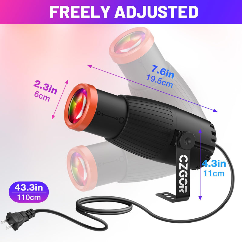 [AUSTRALIA] - Pinspot Light, Czgor 18W RGBW 4 in 1 LED Spot Lights with Remote, Super Bright with Light Guide Pillar, Manual Focus Disco Ball Spotlight, Soft Cozy Stage Effect Lighting for DJ Disco Party Wedding 