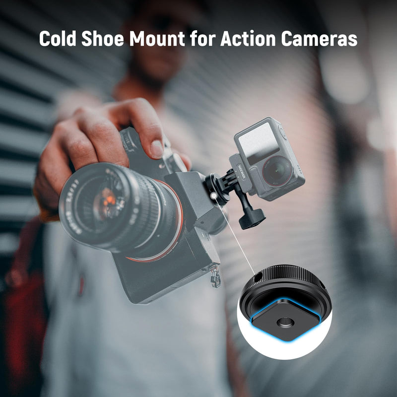 [AUSTRALIA] - NEEWER Action Camera Cold Shoe Mount Adapter Compatible with GoPro Accessories Go Pro DJI Insta360 AKASO, Metal 1/4" Thread Hot Shoe Mount for Mini Tripod Selfie Stick, 180° Tilt, GP-63 