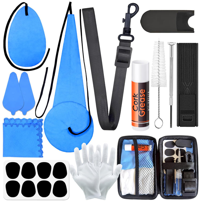 Saxophone Sax Cleaning kit with Case，Cork Grease,Swab,Cleaning Cloth and More Workable for Wind & Woodwind Struments Clarinet Flute Cleaner Maintenance Kit