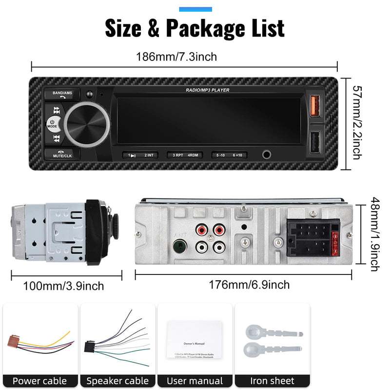 [AUSTRALIA] - UNITOPSCI Single Din Bluetooth Multimedia Car Stereo Radio Bluetooth Hands-Free Calling Audio Receiver FM Radio Car MP3 Player AUX in/Dual USB Port Digital Media, Fast Charging LCD Digital Radio 1 Din MP3 Player 