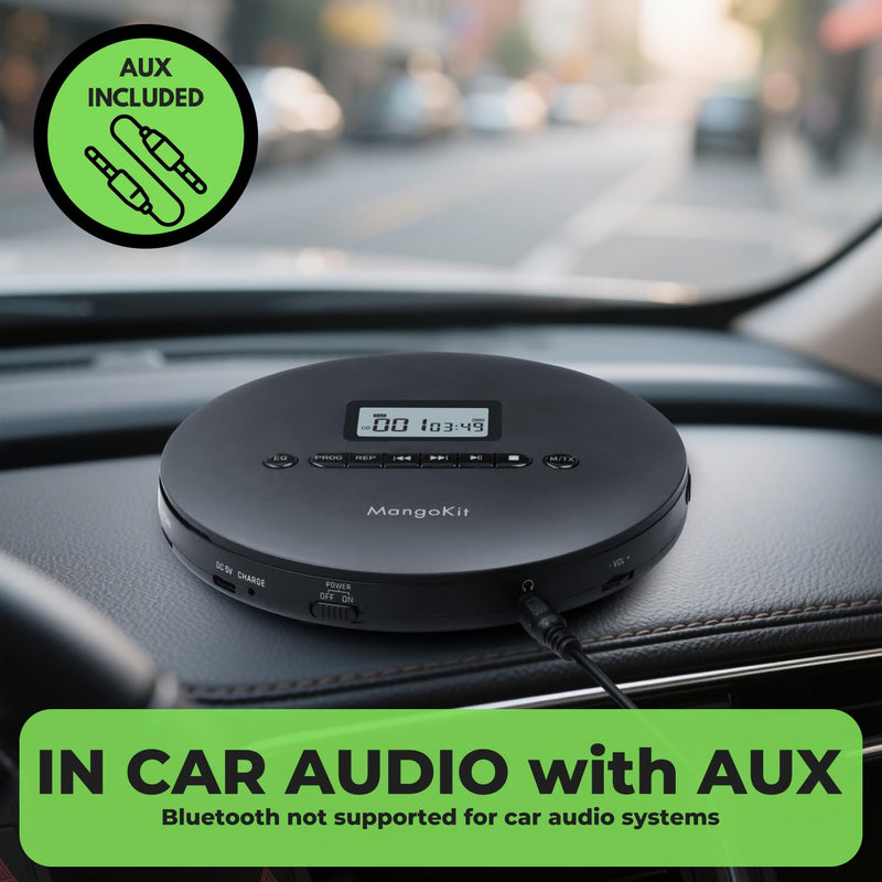 [AUSTRALIA] - Portable CD Player with Bluetooth, MP3 Playback, Headphones – Personal CD Player with Anti-Skip, Rechargeable Battery – Compact Disc Player for Travel, Home, Language Learning 