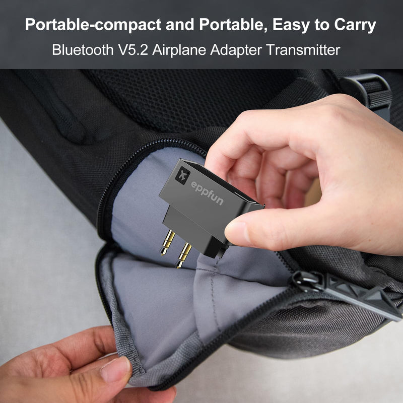 [AUSTRALIA] - eppfun Professional Bluetooth 5.2 Transmitter for Airplane, Dual Connection Wireless Audio Adapter with aptX Low Latency/Aptx HD for Earbuds/Headphones 