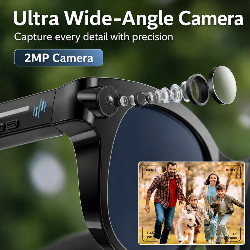 Smart Glasses with Camera, Bluetooth AI Sunglasses for Travel