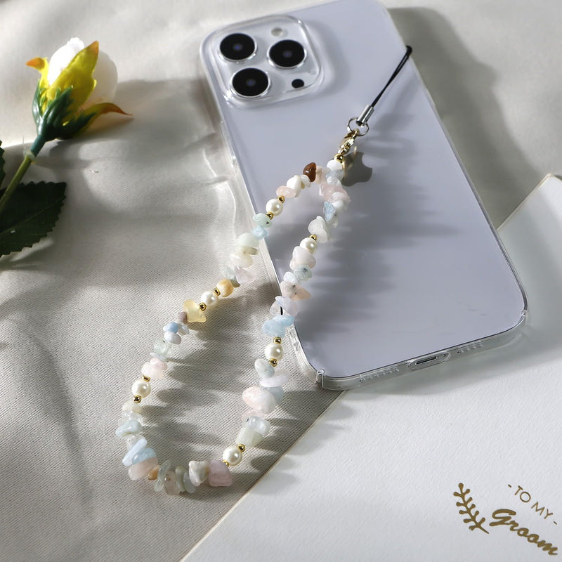 Aesthetic Phone Charm - Natural Quartz & Miyuki Seed Beads Phone Chain Strap - Durable, Versatile, & Stylish Phone Wrist Strap for Personal Items Colorful2