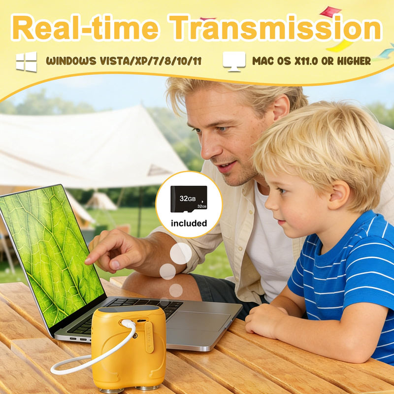 [AUSTRALIA] - 1000X Digital Microscope for Kids & Binoculars,Handheld Kids Microscope with 2.0" Screen,Rechargeable USB Portable Microscope,STEM Education Toys Christmas Birthday Gifts for Kids Boys Girls Ages 4-12 Yellow 