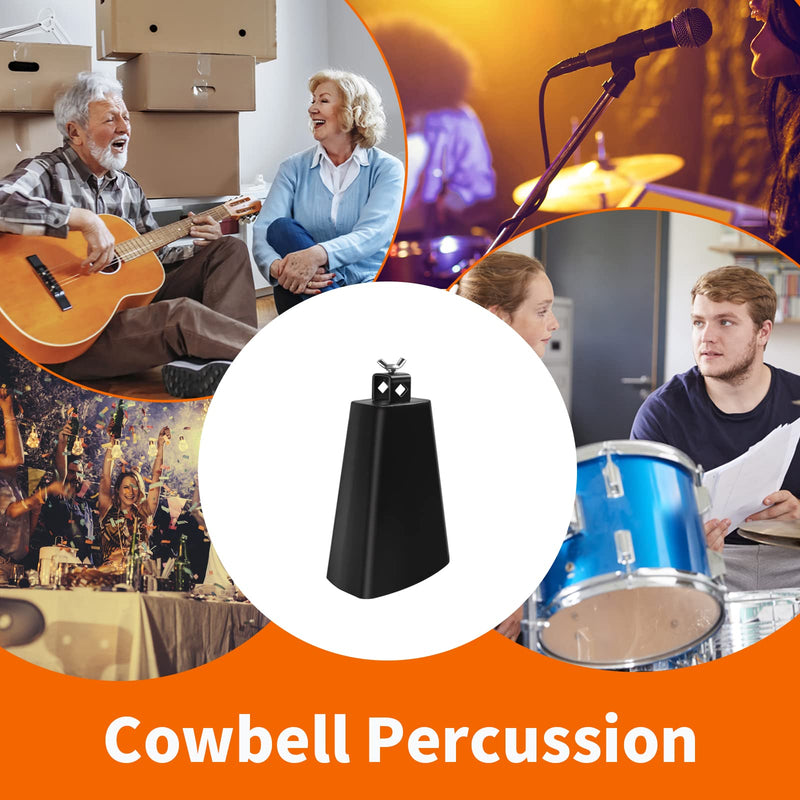Soulmate Cowbell 5 inch Metal Steel Cow Bell Instrument Noise Makers Cowbell Hand Percussion Cow Bells with Handle Stick for Drumset 5”