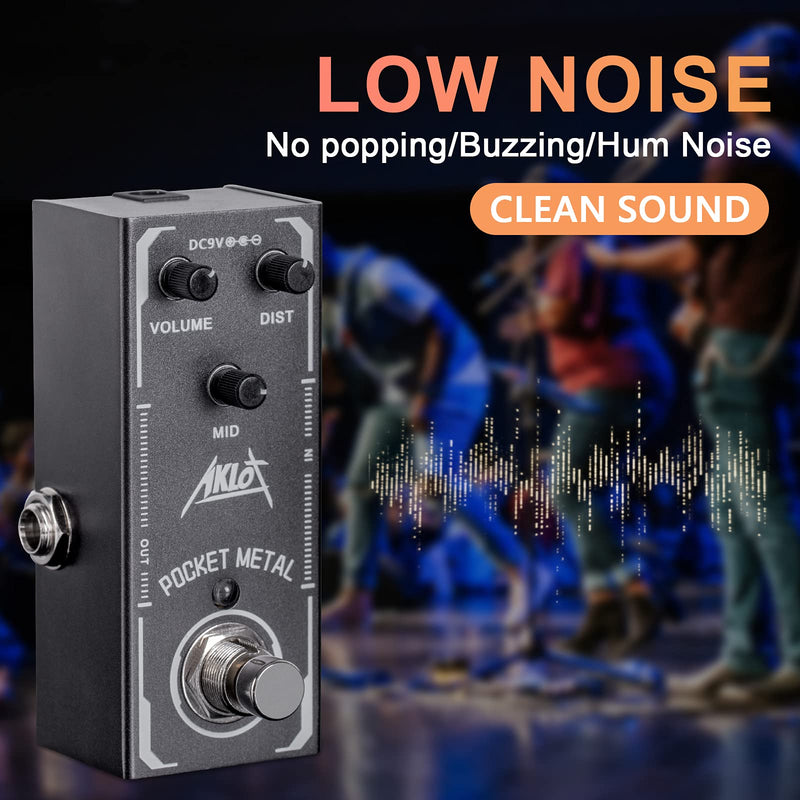 Pocket Metal Guitar Pedal, AKLOT Electric Effects Pedals Distortion Sounds Mini Single Type DC 9V True Bypass Pocket Metal
