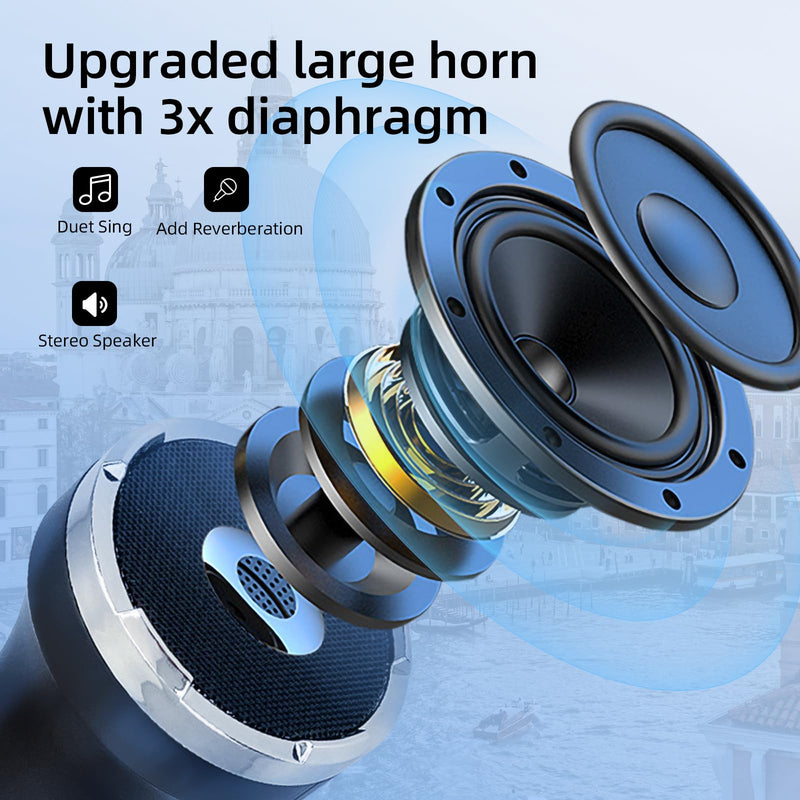 YF79 Wireless Bluetooth Microphone with 20W High Power, DSP Chip for Clear Sound, Dual Mic Connectivity for Duet Singing, One-Click Vocal Reduction for Karaoke, Portable Design with Loud Volume(Black) Black