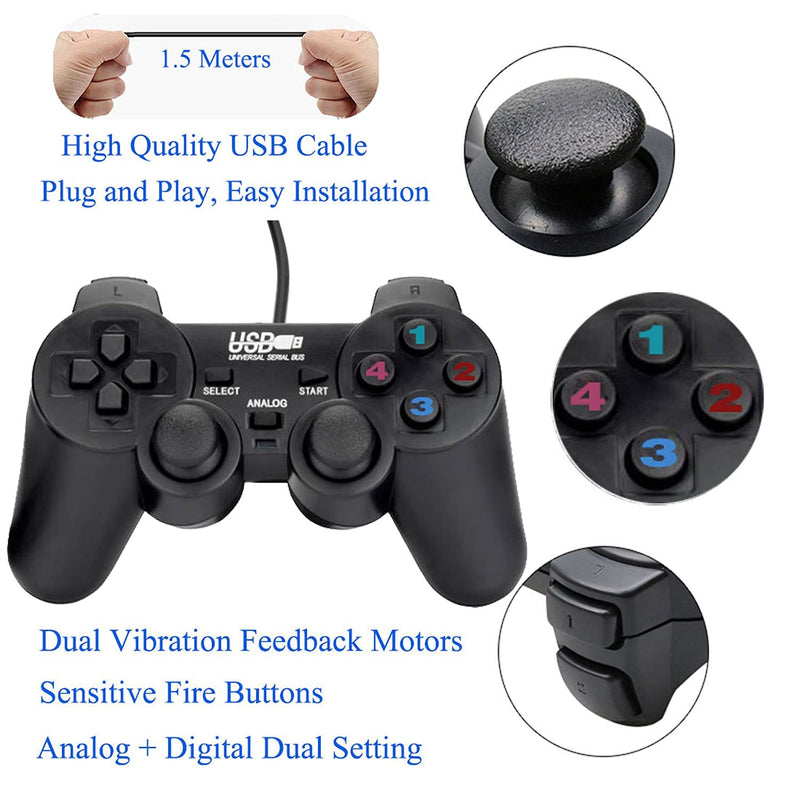 USB Wired Game Controllers for PC/Raspberry Pi Gamepad Remote Dual Shock Joysticks Joypad for PC(Windows 11/10/8/7) & Steam/Roblox/RetroPie/RecalBox