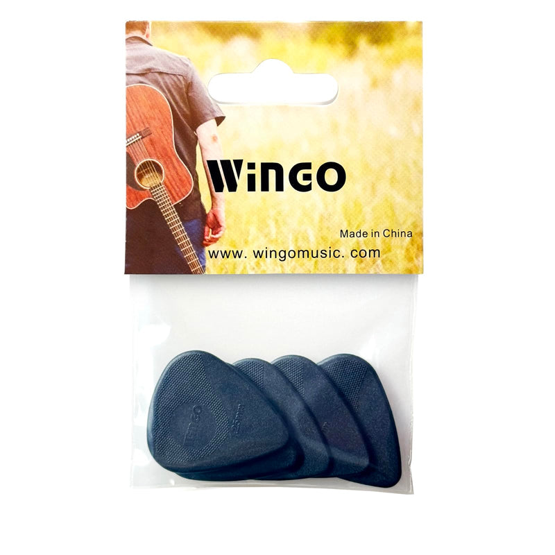 WINGO Guitar Picks with Grip Stamped, Non Slip Picks 5 Pack (073, 088, 1.0, 1.25, 1.5mm) for Acoustic Electric Guitar Bass- Black Color.